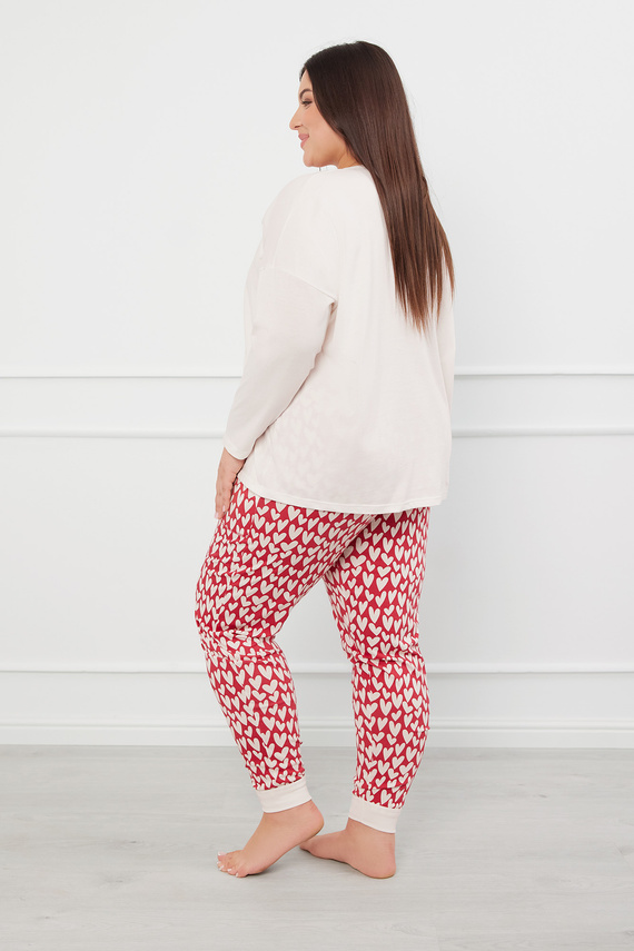 Evora Női pizsama hosszú ujjú, hosszú nadrág olasz divat - ekrü/print