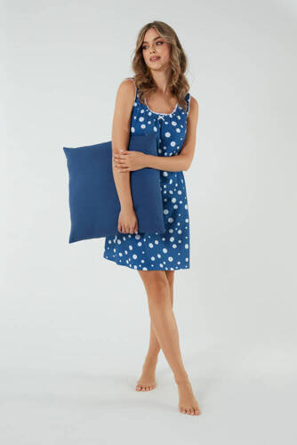 Raba hálóing és szoptatós ruha, széles pántos olasz divat - kék mintás