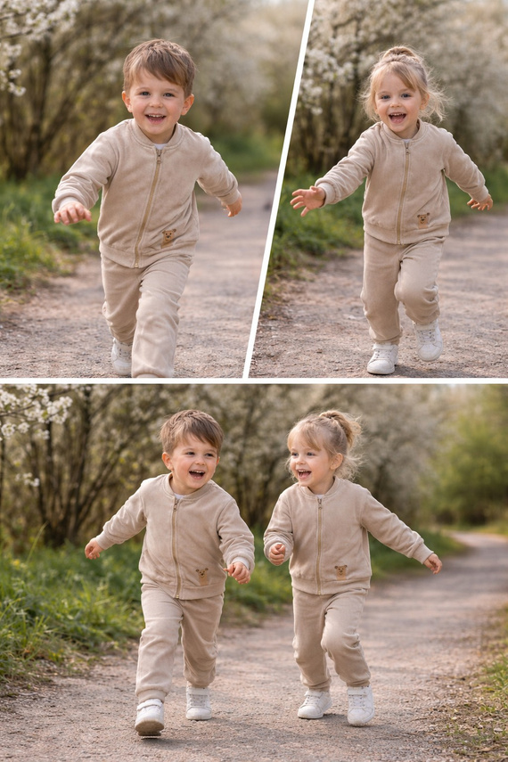 Misio Bambarillo bézs baby cord szett gyerekeknek