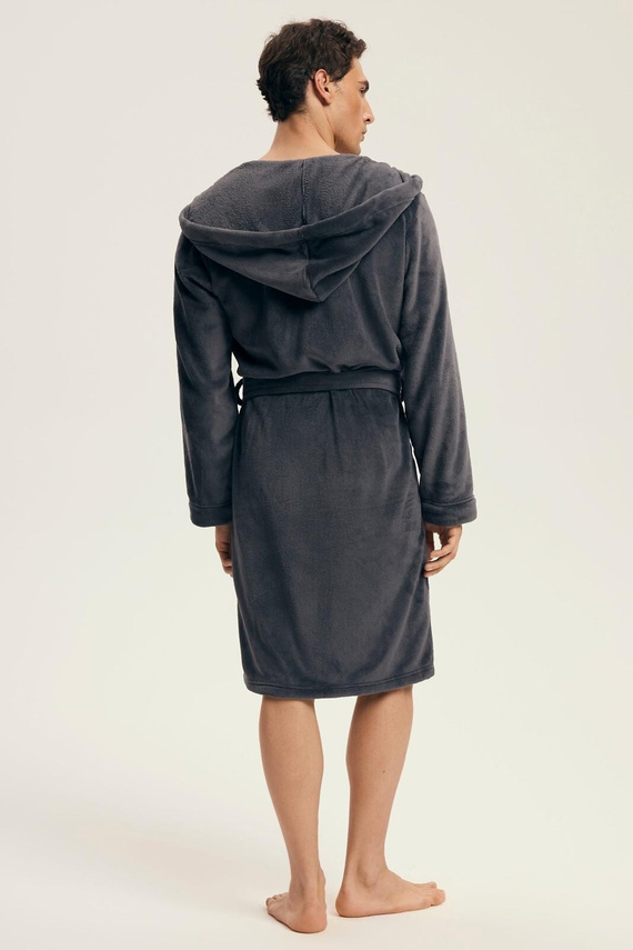 Henderson férfi fürdőköpeny 43447 Vocal szürke - kapucni, meleg kötés, kényelem és elegancia