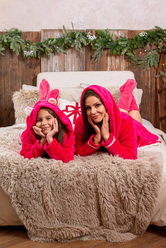 627 Soraya Női rövid köntös Forex - málna / szürke