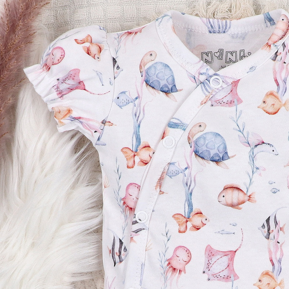 ABN-5473 Underwater World Nini boríték body - organikus pamut, rövid ujjú, víz alatti világ