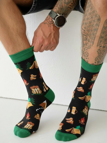 0125.053 Trekking - férfi zokni Milena színes mintával, fekete