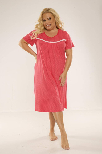 447 Juliette Plus Size Forex hálóing - málna pöttyös