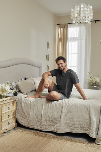 Abel Férfi rövid ujjú pizsama, rövidnadrág Olasz divat - grafit/print