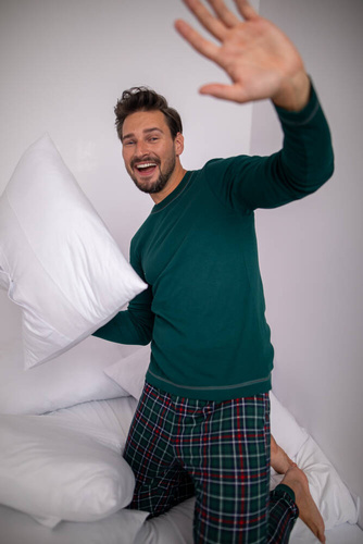 Fogo Férfi pizsama hosszú ujjú, hosszú nadrág olasz divat - zöld/print