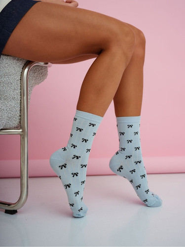 Női zokni Milena 0200-221 – pamut, kis masni mintával blue