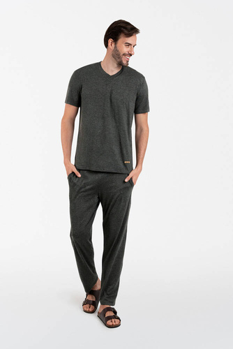 Akord Férfi rövid ujjú pizsama, hosszú nadrág Olasz divat - c.melange