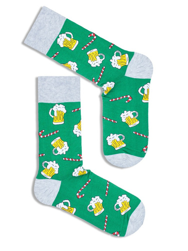 1290.005 Sörök és cukorpálcikák - férfi karácsonyi zokni Milena, zöld