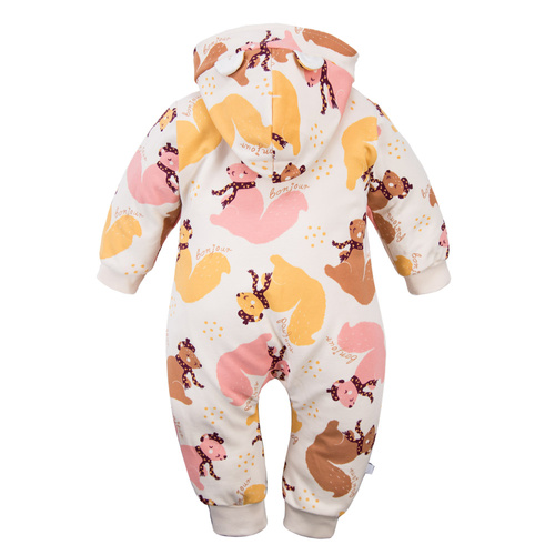 Fluffy Tails Eevi gyermek tréningruha - ekrü, kapucnival és őszi mintával