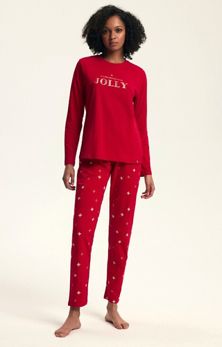 43718 Dotie Christmas Henderson női pizsama piros - hosszú ujjú és hosszú nadrágos