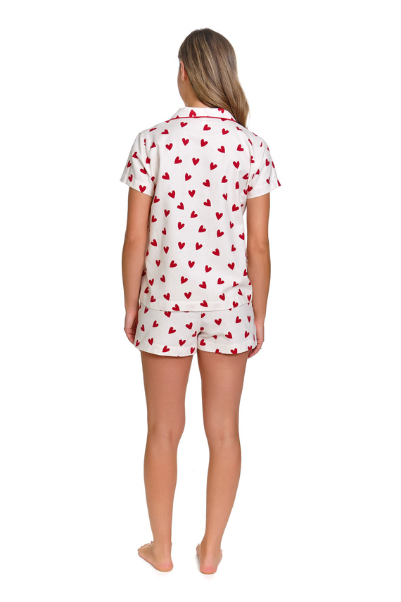 Női pizsama 7441 Doctor Nap pamut rövid ujjú rövidnadrág szív alakú gombok
