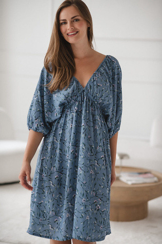 Milk Sun Kismama és szoptatós ruha Milk&Love kék virágos ruha