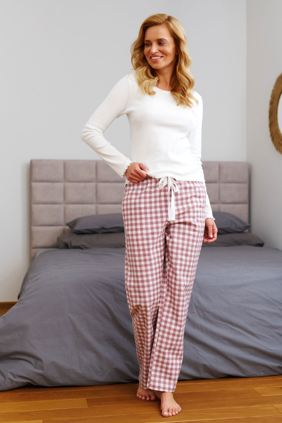 Doctor Nap 7302 - Női pizsama hosszú ujjú és kockás nadrággal