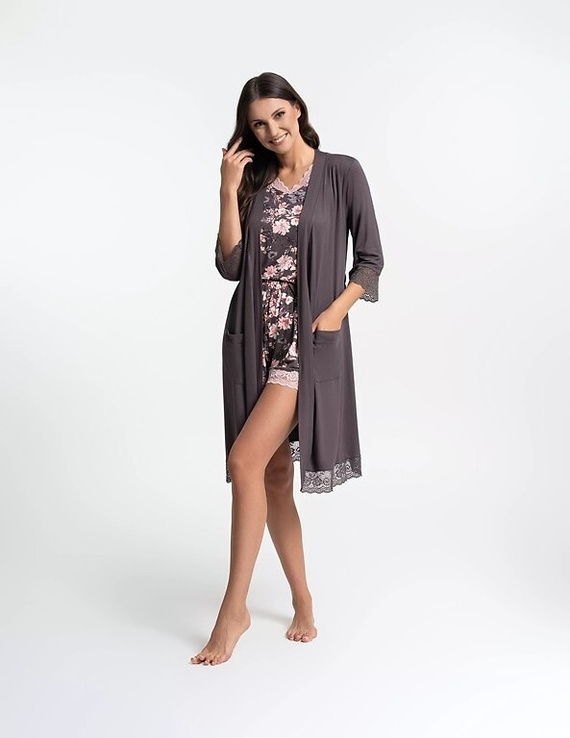 Moraj PDSZ4300-003 női köntös viszkózból csipkével, megkötős