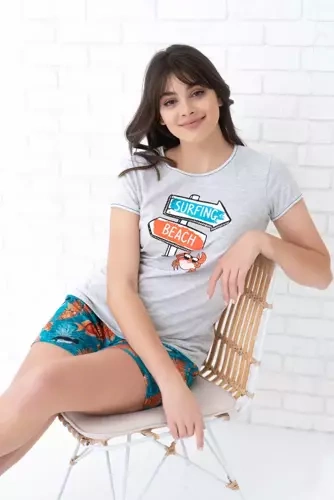 Oceania Női rövid ujjú pizsama, rövidnadrág Italian Fashion- melange/print