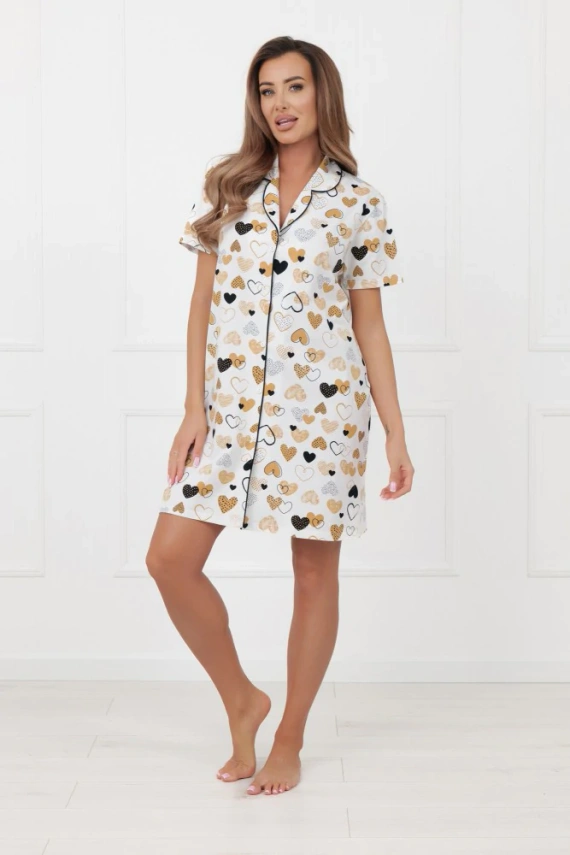 Női hálóing Soreno Italian Fashion - pamut, gombok, rövid ujjú, rövid ujjú