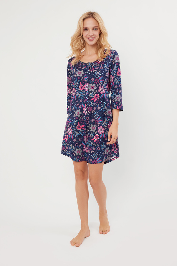 Népi kigombolt hálóing, 3/4 ujjú Olasz divat - print