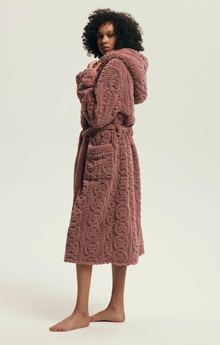 43592 Darlena Henderson poros rózsa - női kapucnis fürdőköpeny, hosszú, puha, mintás