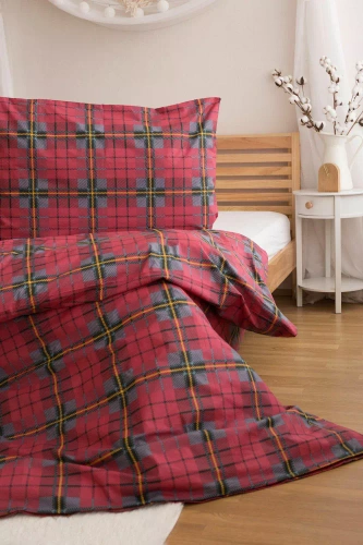 Jerry Fabrics karácsonyi ágynemű - piros kockás, 100% pamut