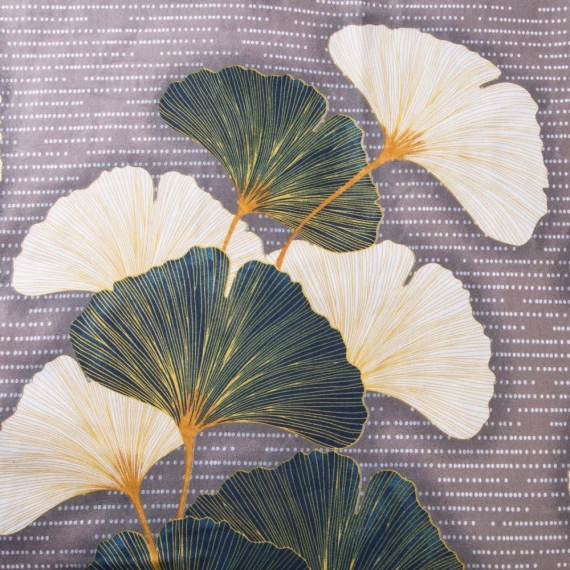 31510/2 Flanelove ágynemű Darymex bézs zöld ginkgo levelek szett, 100% pamut, meleg és puha