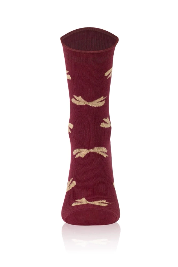 S183D Figaro Női hosszú nem nyomózokni olasz divat - masnis bordó bordó