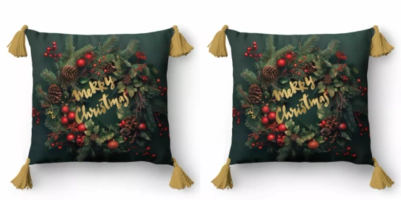 5377 Boldog karácsonyt dekoratív karácsonyi dekoratív párnahuzat Detexpol- zip
