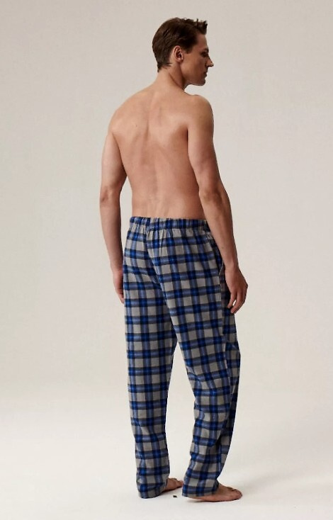 NMB -045 Atlantic grey - férfi kockás flanel pizsamanadrág