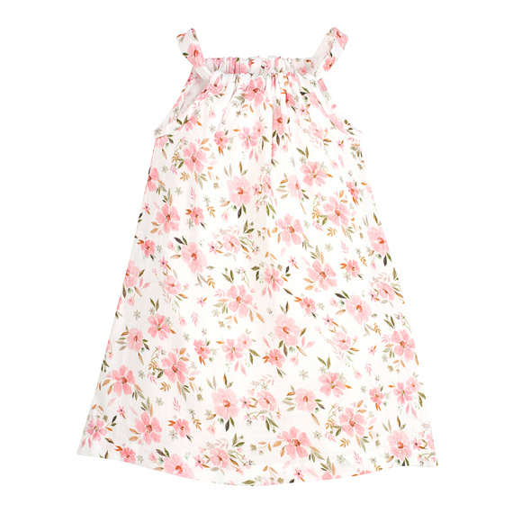 Muszlin pántnélküli ruha Virágok ekrü Pinokio virágmintával