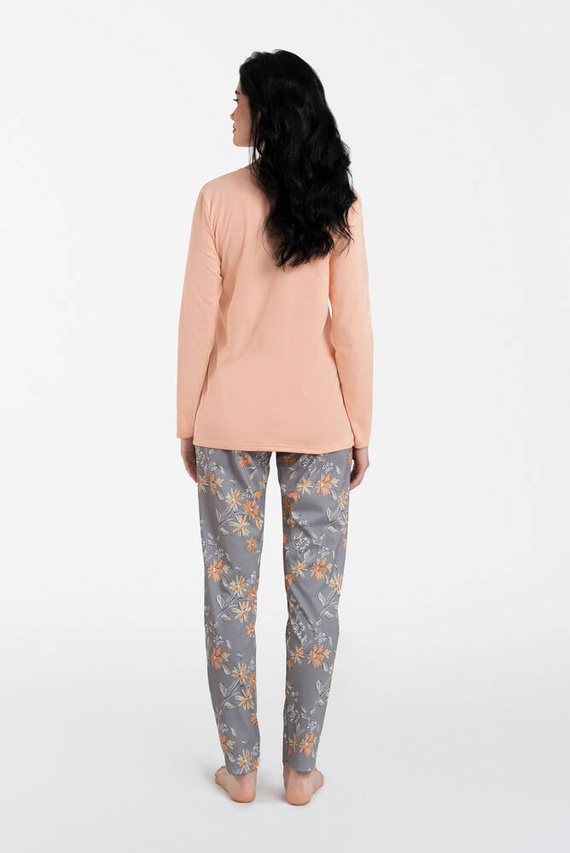 Kasali Női hosszú ujjú pizsama és nadrág Italian Fashion - lazac/print