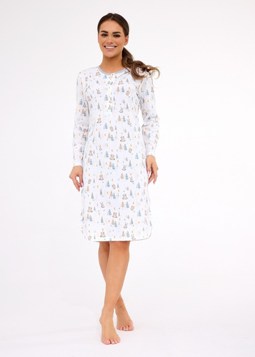 Női hálóing 777/436 Cornette Fox 3 ekrü - pamut, nyomógombos, kényelmes szabású