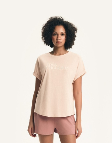 Női pizsama 44487 barack Emela Henderson - Pamut, rövid ujjú, rövidnadrág, állítható derékszíjjal