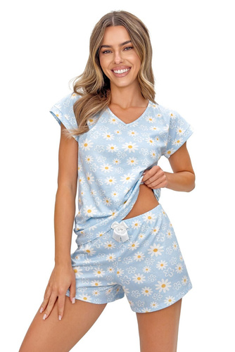 Pizsama Margaret Short Donna pamut pamut virágmintás rövid ujjú pizsama
