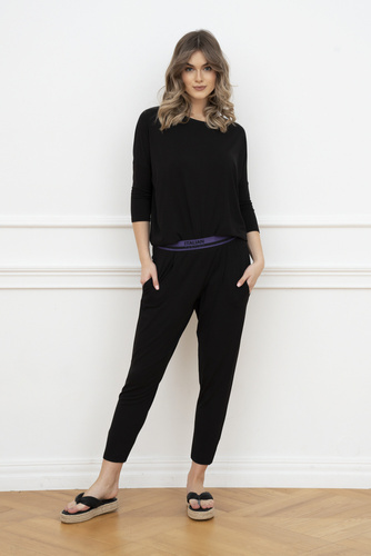 Stílus Női 3/4 ujjú szett, hossza.olasz divatnadrág fekete