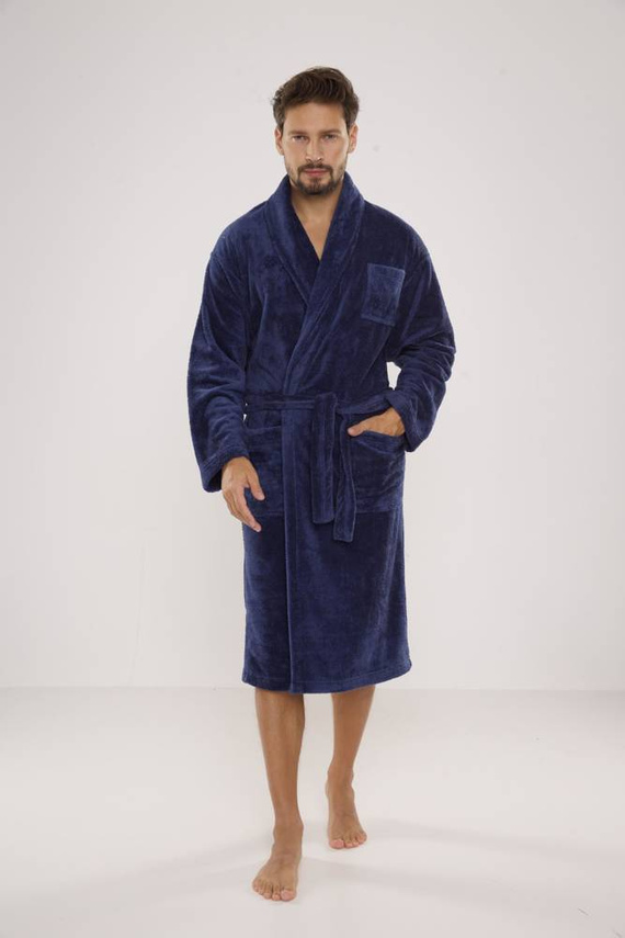 811 De Lafense férfi plüss fürdőköpeny - farmer