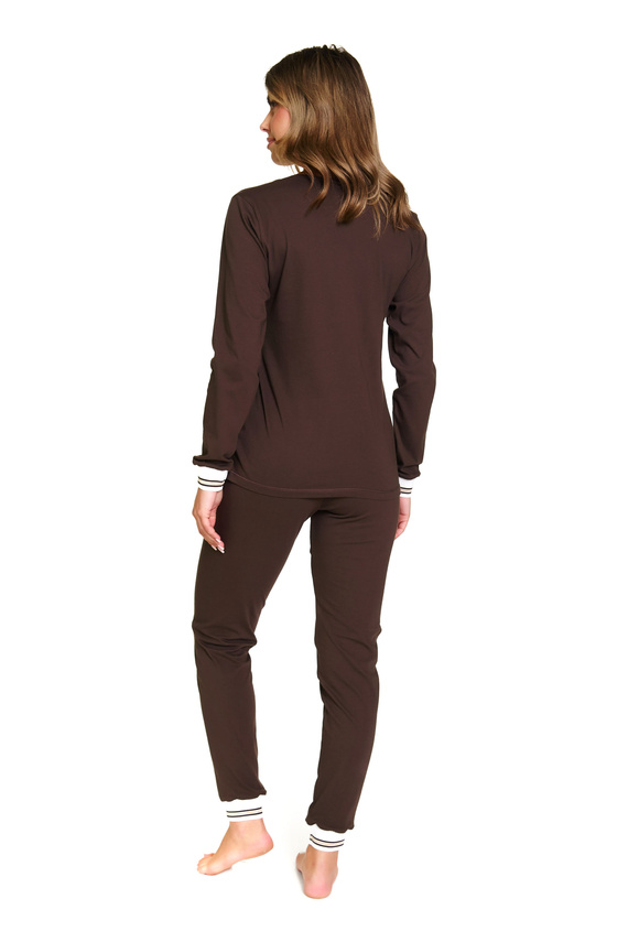 Doctor Nap 4504 - Női bordázott pamut pizsama - mindennapi stílus és kényelem - brownie