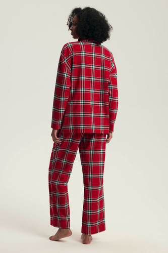 43716 Dalisa Női pizsama Henderson-flanel kockás, meleg 100% pamut, meleg 100% pamut