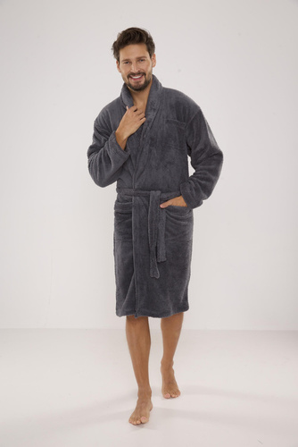 811 De Lafense férfi plüss fürdőköpeny - szürke