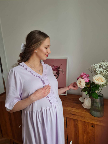 34NA Natalie Marija hálóing - 100% pamut, kismama és szoptatós, fodrokkal