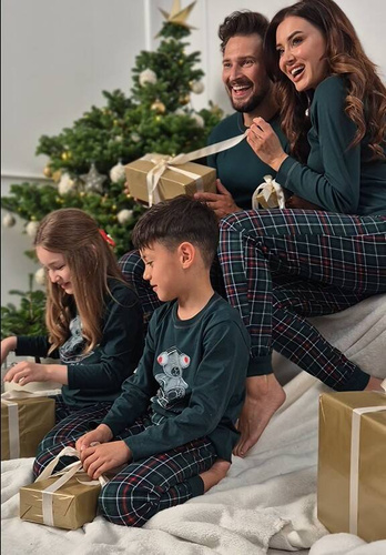 Fogo Férfi pizsama hosszú ujjú, hosszú nadrág olasz divat - zöld/print