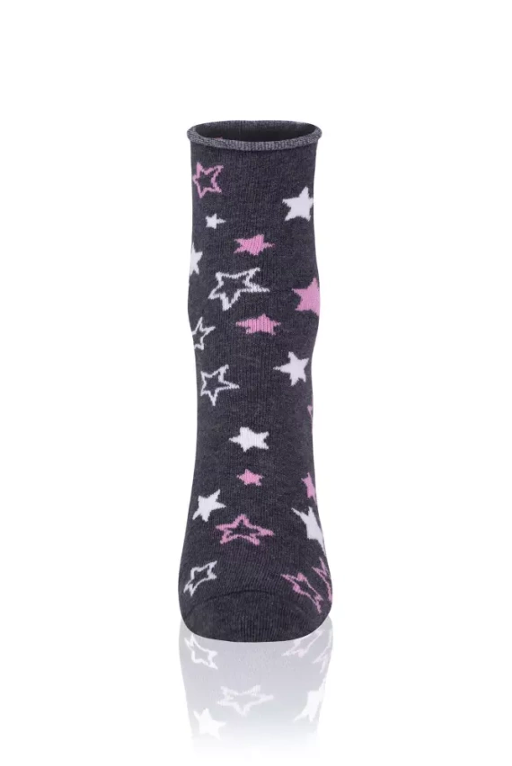 S143D Antilia hosszú zokni olasz divat - sötét melange/fehér/rózsaszín