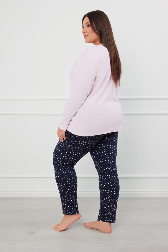 Libra Női pizsama hosszú ujjú és nadrágos olasz divat - rózsaszín/print