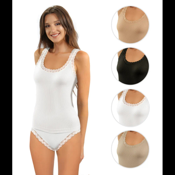 Sesto Senso 6109 női top csipkével varrás nélküli rugalmas kényelmes white