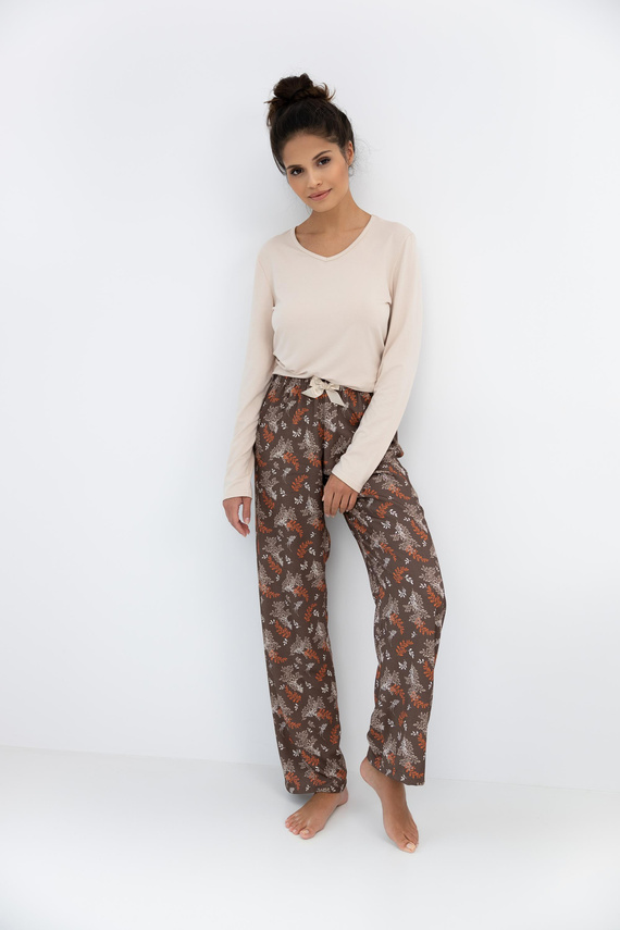 Shelby Sensis női pizsama - viszkóz, hosszú ujjú ing és mintás nadrág