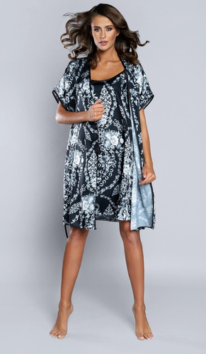 Silver Női rövid ujjú köntös Szatén Olasz divat - sötétkék