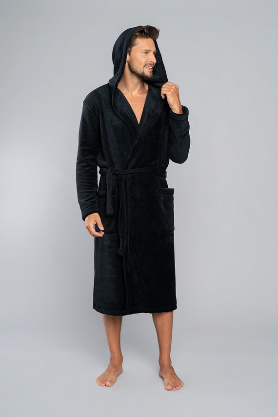 Mimas Férfi fürdőköpeny kapucnival olasz divat - tengerészkék