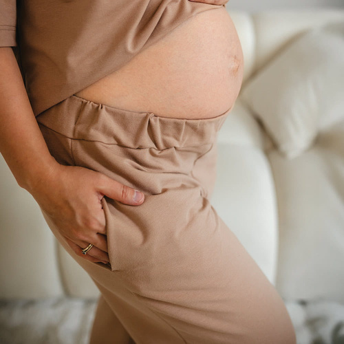 Eevi for Women Női melegítőnadrág bézs - Laza, pamut + modál, kényelmes