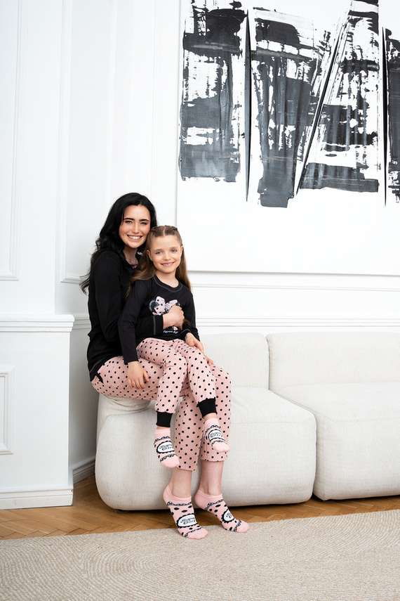 Bonilla Női pizsama hosszú ujjú, hosszú nadrág olasz divat fekete/print