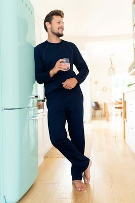 Niko Férfi pizsama hosszú ujjú, hosszú nadrág olasz divat - tengerészkék