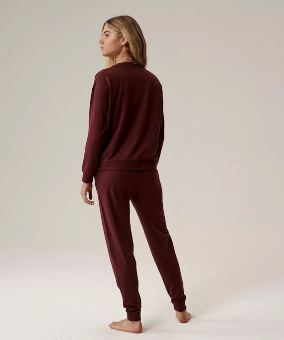 Női pizsama Atlantic NLP-499 bor - pamut, hosszú ujjú, kényelmes és elegáns